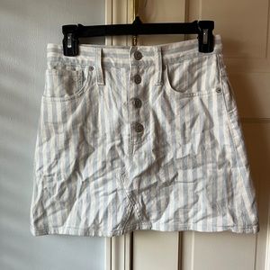 Madewell Pompano Stripe Button Fly Skirt